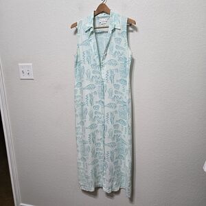 Vintage Match Linen Green Buttoned Maxi Sundress Size 8